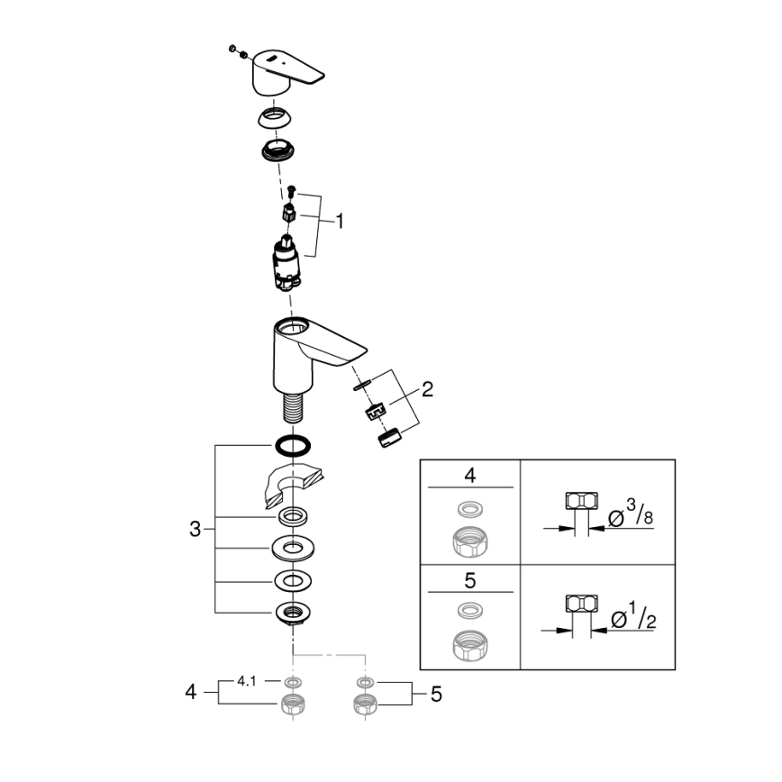 GROHE 32861001 - Mitigeur sur plage BAUEDGE 131 mm chrome brillant