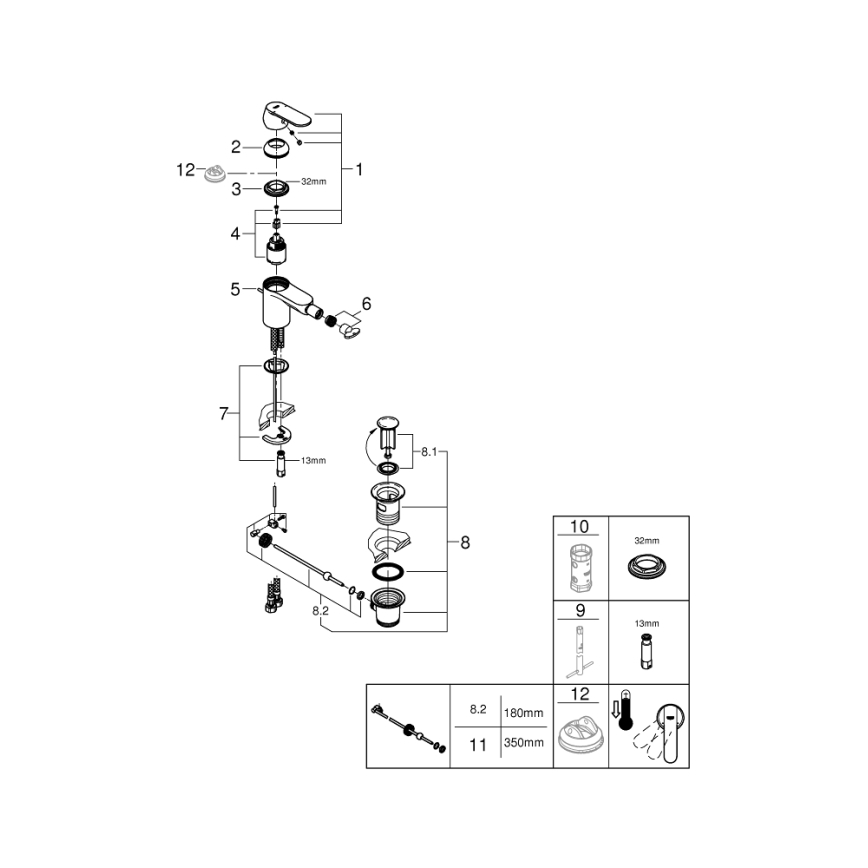 GROHE 32885000 - Mitigeur de bidet GET DN 15, chrome brillant
