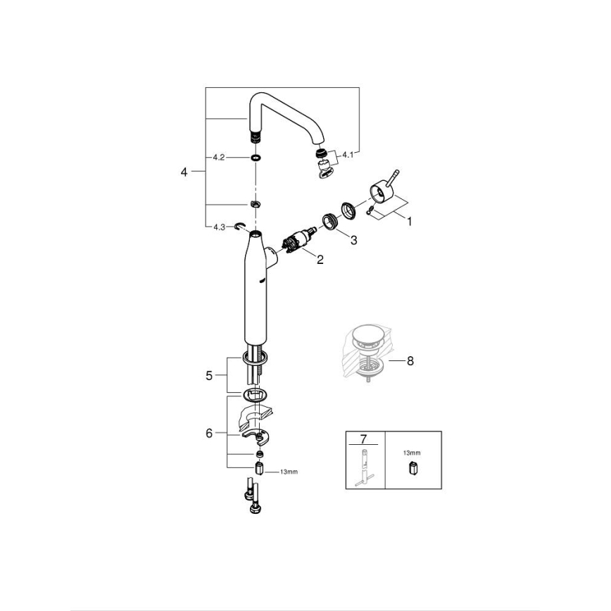 GROHE 32901DC1 - Mitigeur de lavabo ESSENCE taille XL en acier inoxydable