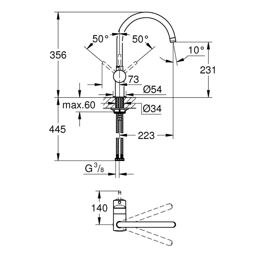 GROHE 32917GN0 - Mitigeur d'évier A doré