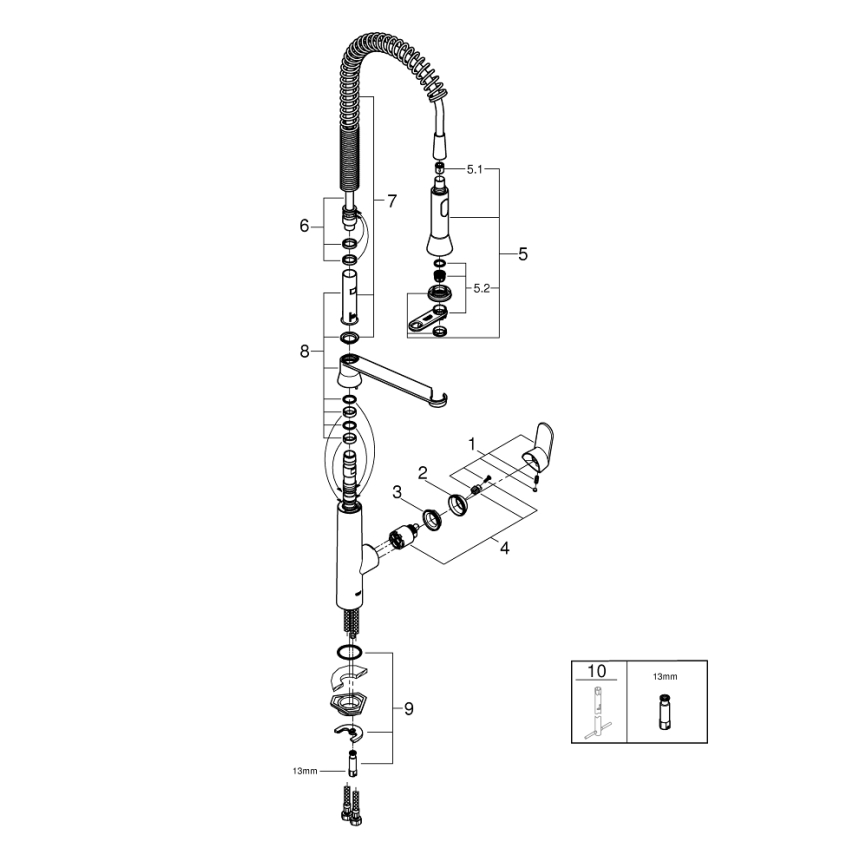 GROHE 32950000 - Mitigeur d'évier K7, chrome brillant