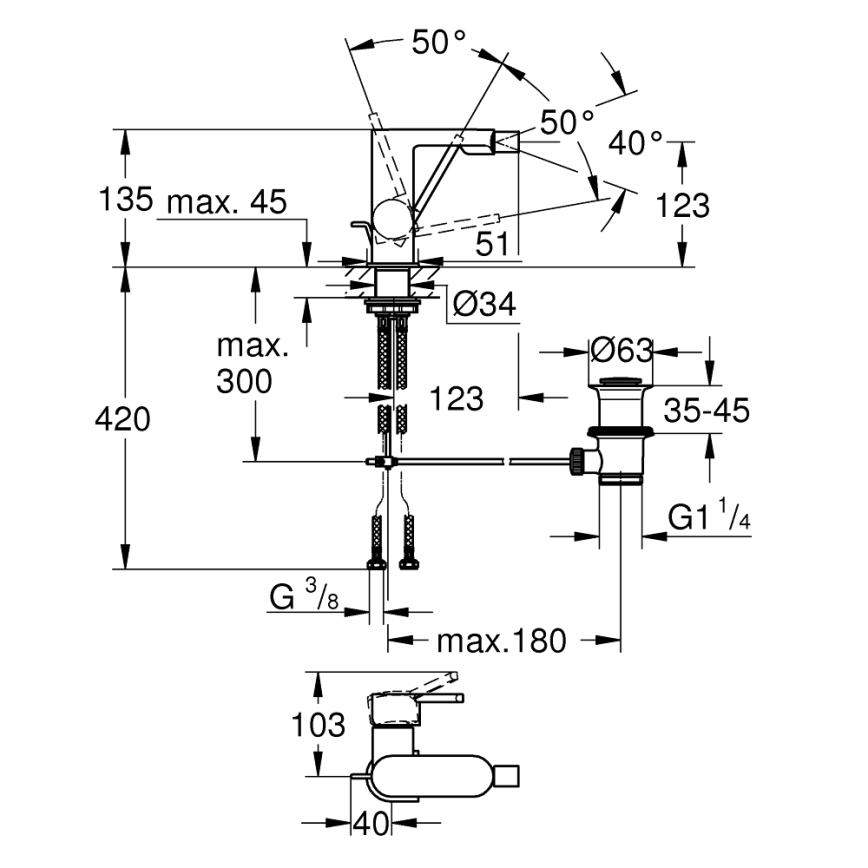 GROHE 33241003 - Mitigeur pour bidet PLUS chrome poli