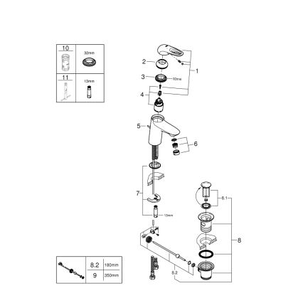 GROHE 33558LS3 - Mitigeur pour lavabo EUROSTYLE taille S blanc