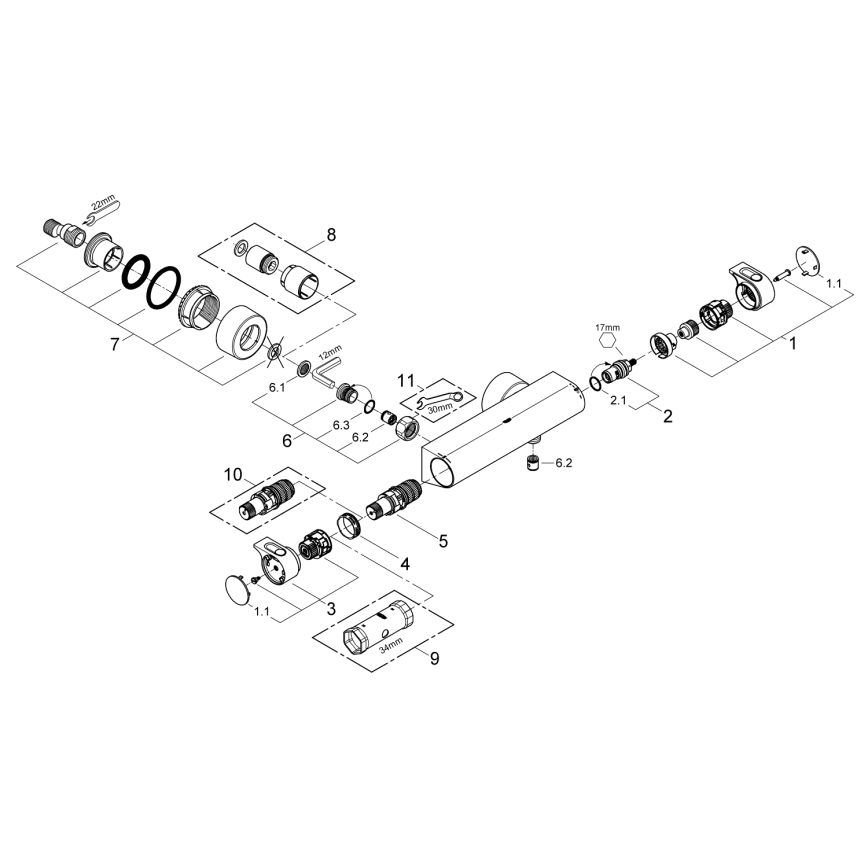 GROHE 34169001 - Mitigeur thermostatique de douche GROHTHERM 2000 DN 15 chrome