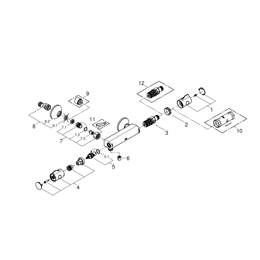 GROHE 34558000 - Mitigeur thermostatique de douche GROHTHERM 800 DN 15 chromé brillant
