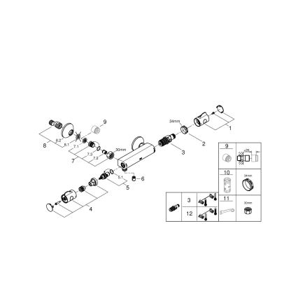 GROHE 34558000 - Mitigeur thermostatique de douche GROHTHERM 800 DN 15 chromé brillant