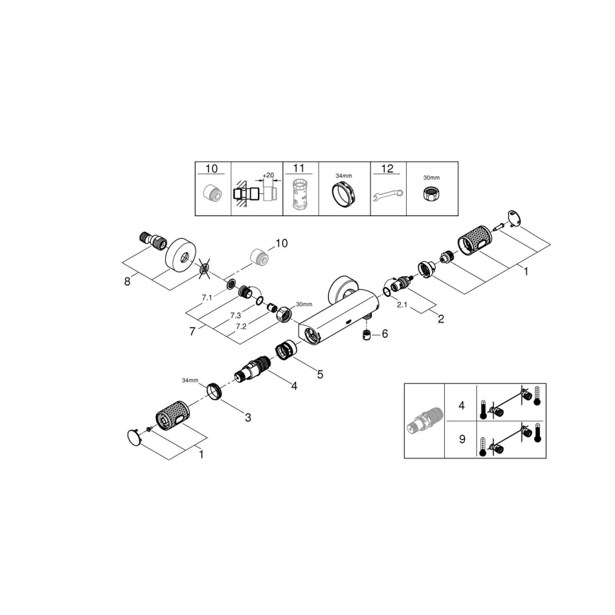 GROHE 34790000 - Mitigeur thermostatique de douche PRECISION FEEL DN 15 chromé