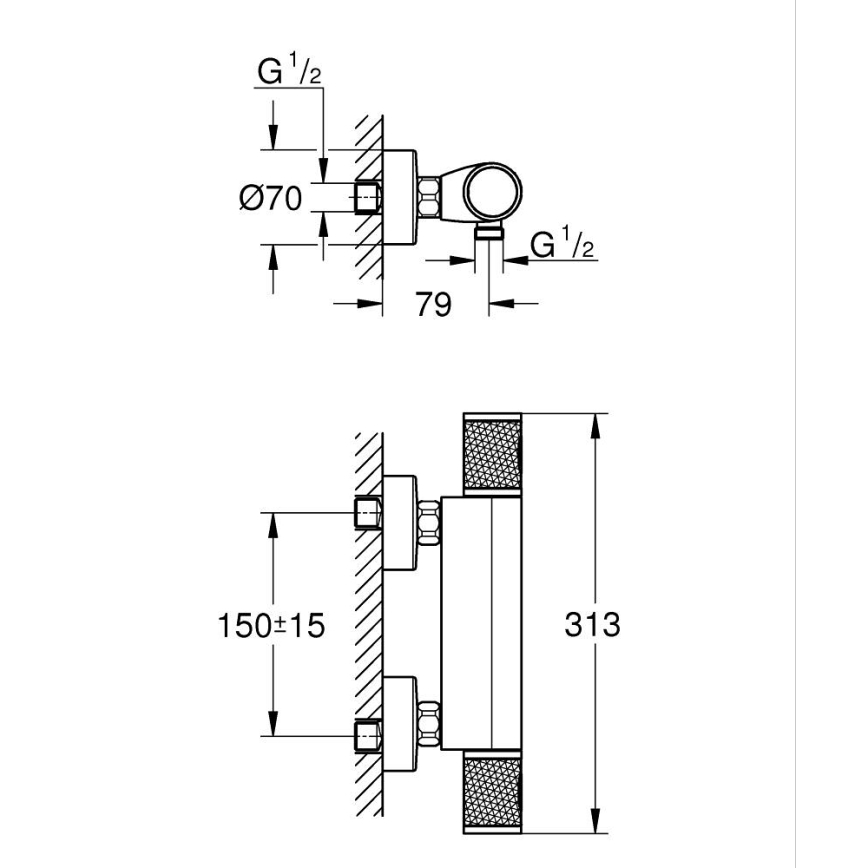 GROHE 34790000 - Mitigeur thermostatique de douche PRECISION FEEL DN 15 chromé