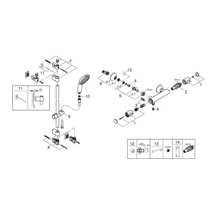 GROHE 34805001 - Ensemble de douche avec mitigeur thermostatique PRECISION FLOW DN 15, finition chrome brillant