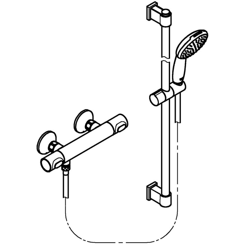 GROHE 34805001 - Ensemble de douche avec mitigeur thermostatique PRECISION FLOW DN 15, finition chrome brillant