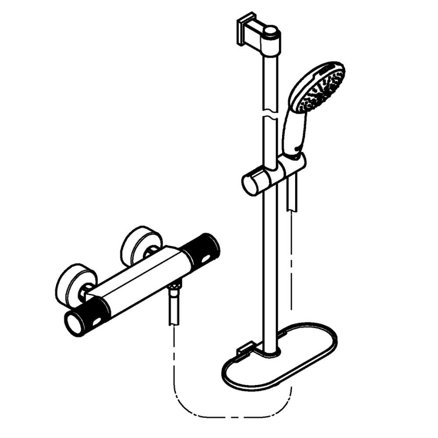 GROHE 34853001 - Ensemble de douche avec mitigeur thermostatique PRECISION FEEL+ 90 cm, fini chromé brillant