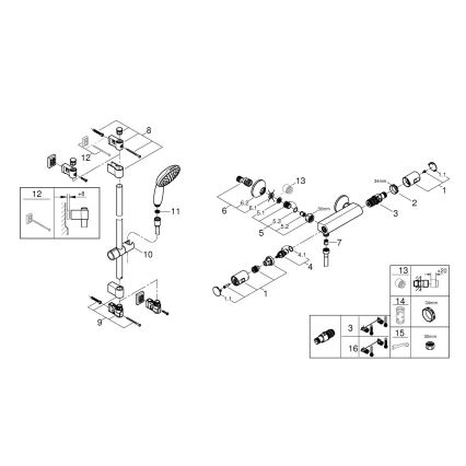 GROHE 34854001 - Ensemble de douche avec mitigeur thermostatique PRECISION START, 900 mm, finition chrome brillant