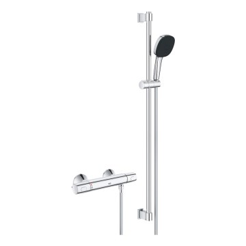 GROHE 34855003 - Ensemble de douche avec mitigeur thermostatique PRECISION TREND 150 mm, chrome brillant