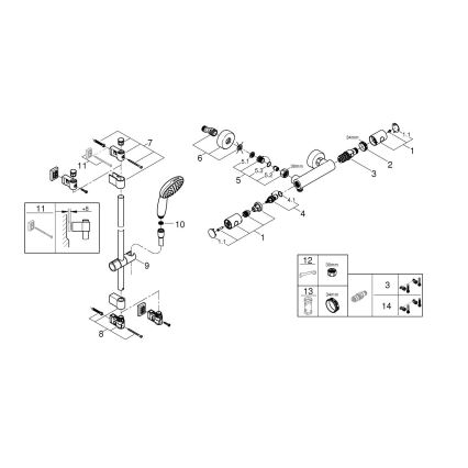 GROHE 34857000 - Ensemble de douche avec mitigeur thermostatique PRECISION GET 12” finition chrome brillant