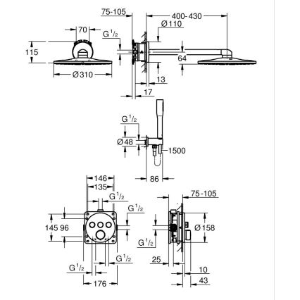 GROHE 34874000 - Système de douche PRECISION SMARTCONTROL 310 mm chrome brillant