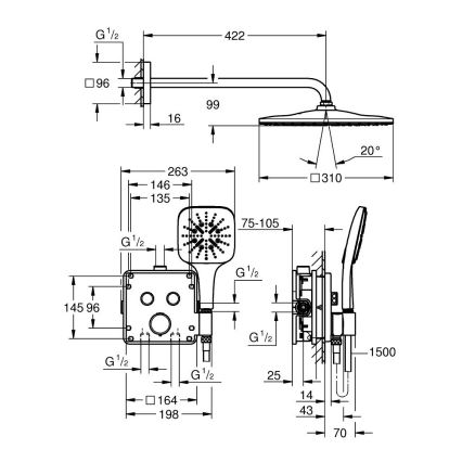 GROHE 34876000 - Système de douche PRECISION SMARTCONTROL 310 × 310 mm chromé