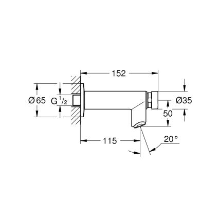 GROHE 36266000 - Vanne murale auto-fermante EUROECO COSMOPOLITAN T DN 15 chrome