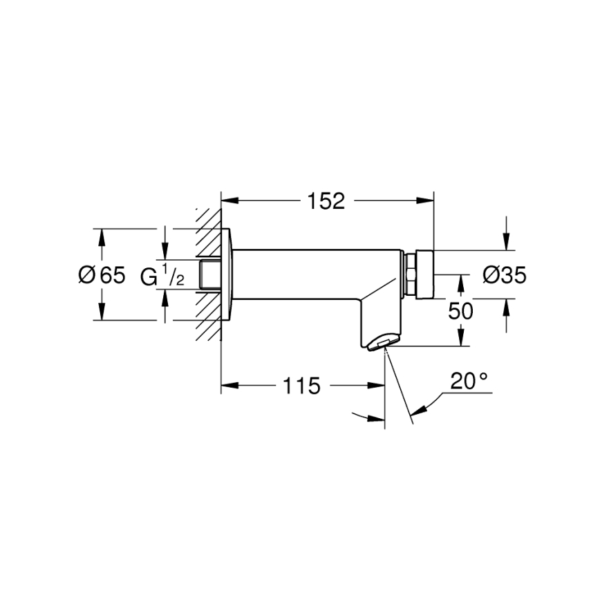 GROHE 36266000 - Vanne murale auto-fermante EUROECO COSMOPOLITAN T DN 15 chrome
