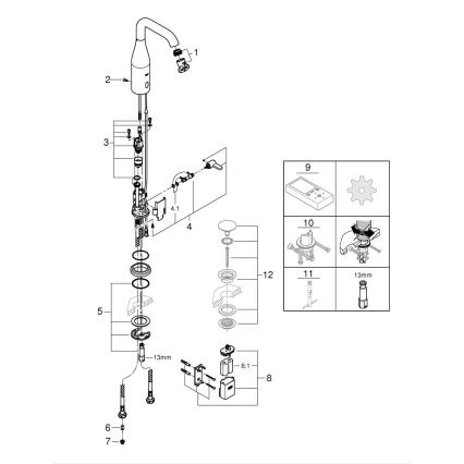 GROHE 36445000 - Mitigeur électronique infrarouge pour lavabo ESSENCE E, finition chrome brillant