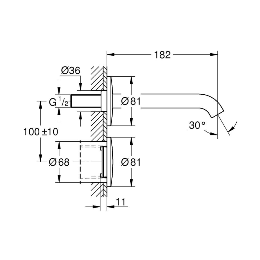 GROHE 36447000 - Robinet électronique à capteur infrarouge ESSENCE E 182 mm, chrome brillant