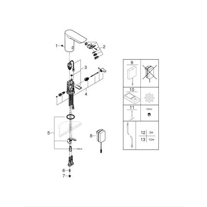 GROHE 36453000 - Robinet électronique pour lavabo à capteur infrarouge BAU COSMOPOLITAN E 123 mm chrome