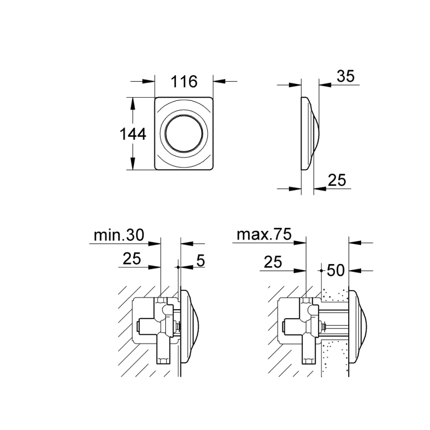 GROHE 37018SH0 - Plaque de commande SURF 116 × 144 mm blanche
