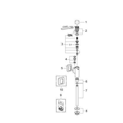 GROHE 37339000 - Chasse d'eau pour urinoir RONDO 12” chrome brillant