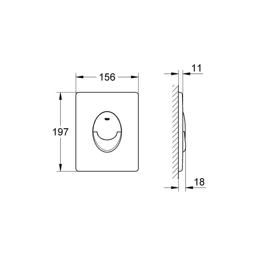 GROHE 38505000 - Plaque de déclenchement SKATE AIR 156 × 197 mm chromé brillant
