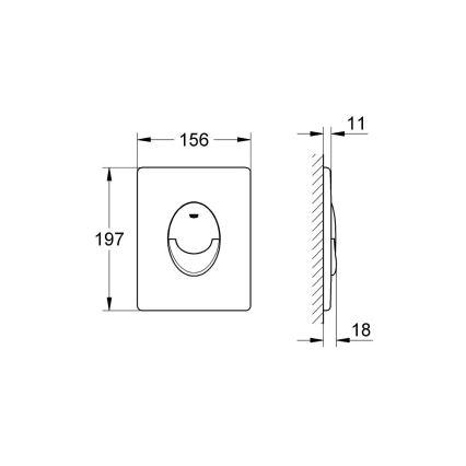 GROHE 38505P00 - Plaque de commande SKATE AIR 156 × 197 mm, chrome mat