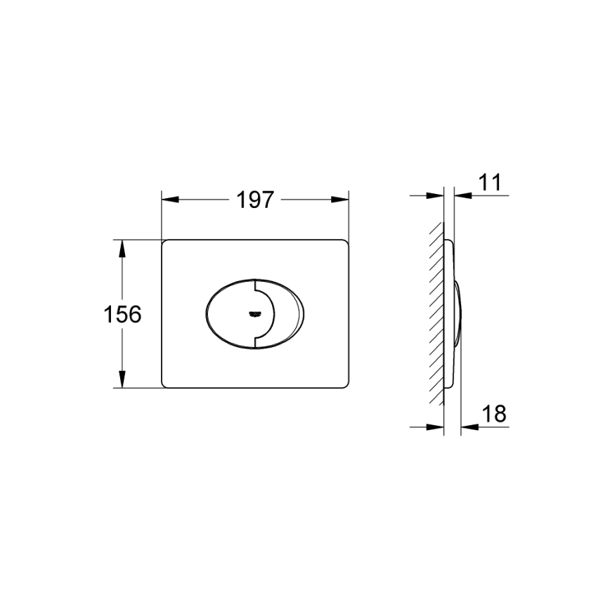 GROHE 38506000 - Bouton de chasse d'eau SKATE AIR 156 × 197 mm chromé brillant
