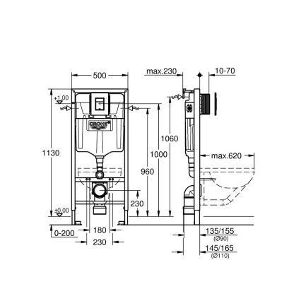 GROHE 388112430 - Kit 3 en 1 WC SOLIDO 1,13 m, chrome mat