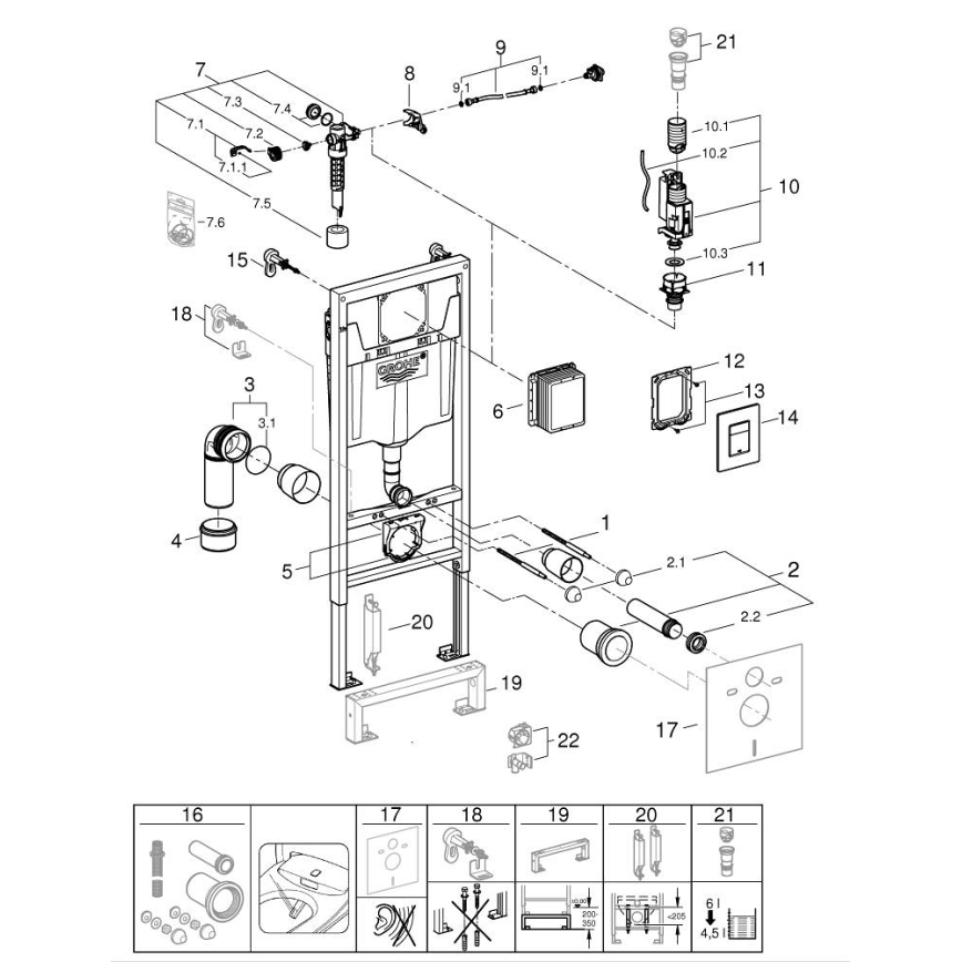 GROHE 38811KF0 - Kit 3 en 1 pour WC SOLIDO 1,13 m noir