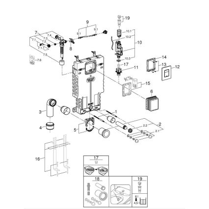 GROHE 38825000 - Module d'installation pour cloison UNISET 830 × 480 × 130 mm PSE blanc