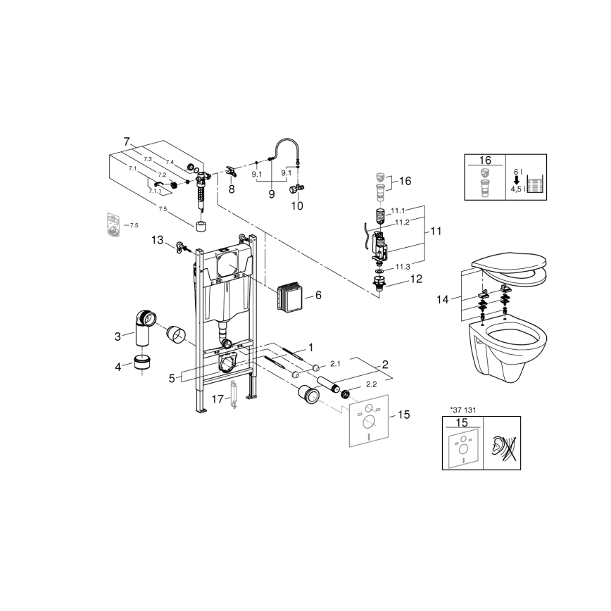 GROHE 39116000 - Ensemble 4 en 1 avec céramique SOLIDO COMPACT 1,13 m