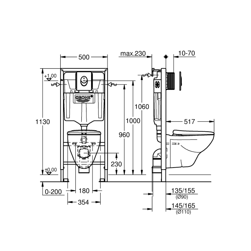 GROHE 39192000 - Ensemble 4 en 1 SOLIDO 1,13 m blanc Duro