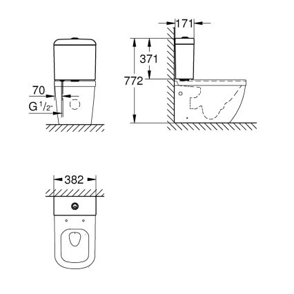 GROHE 39332000 - Réservoir de chasse d'eau EURO CERAMIC 385 × 170 × 370 mm céramique/blanc