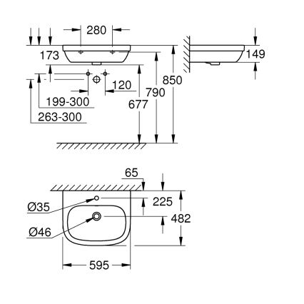 GROHE 39335000 - Lavabo EURO CERAMIC 595 × 482 mm céramique/blanc
