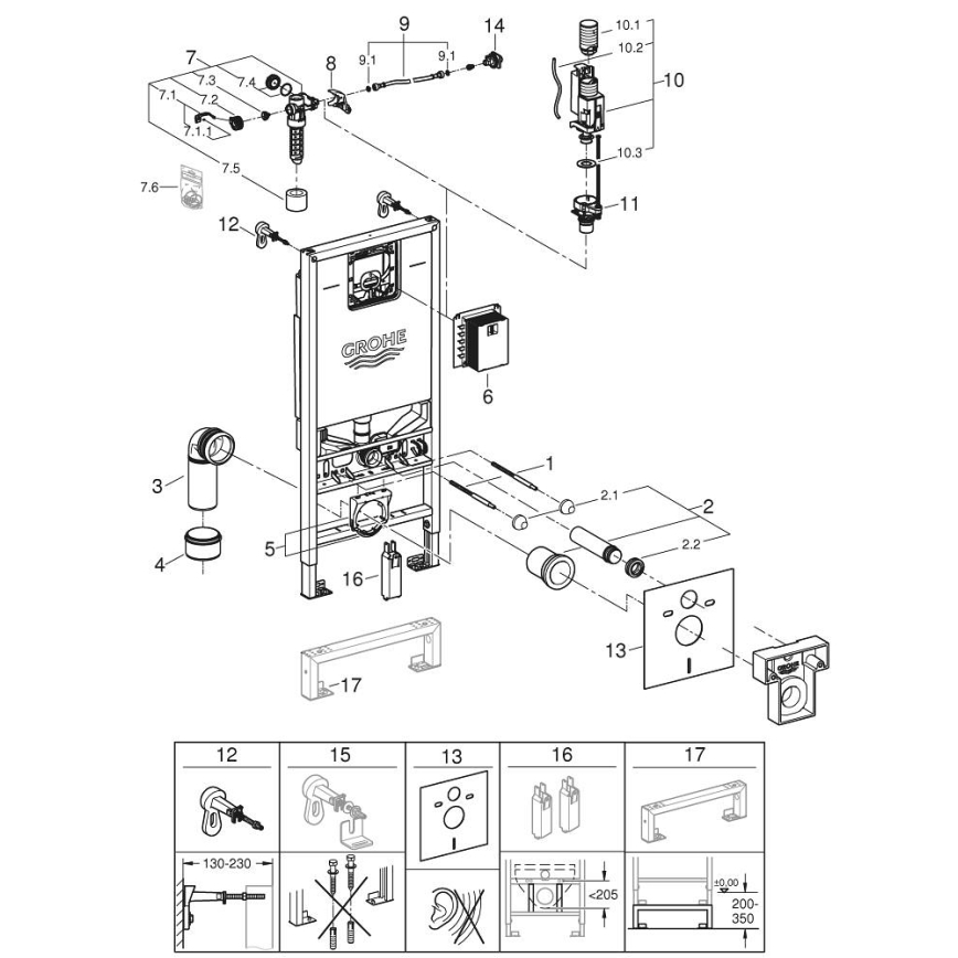GROHE 39598000 - Module pour WC suspendu RAPID SLX 1,13 m blanc