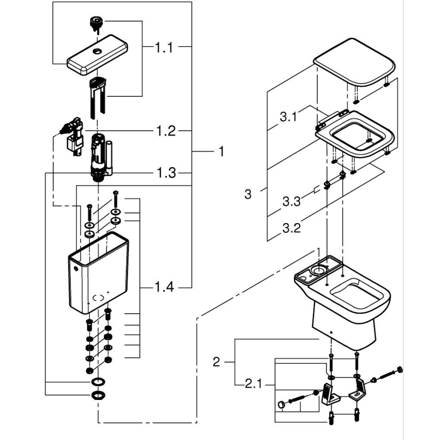 GROHE 39814000 - Ensemble WC combiné START EDGE 825 × 557 × 384 mm céramique/blanc Duro