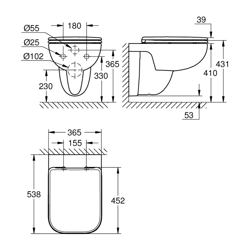 GROHE 39815000 - WC suspendu START EDGE 53,8 x 36,5 cm blanc durable