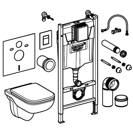 GROHE 39816000 - Ensemble pour WC SOLIDO COMPACT 1,13 m céramique/blanc