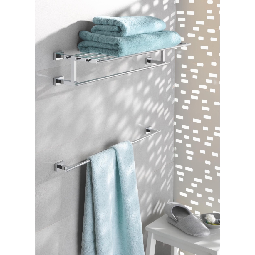 GROHE 40509001 - Barre porte-serviettes ESSENTIALS CUBE 600 mm, finition chrome brillant