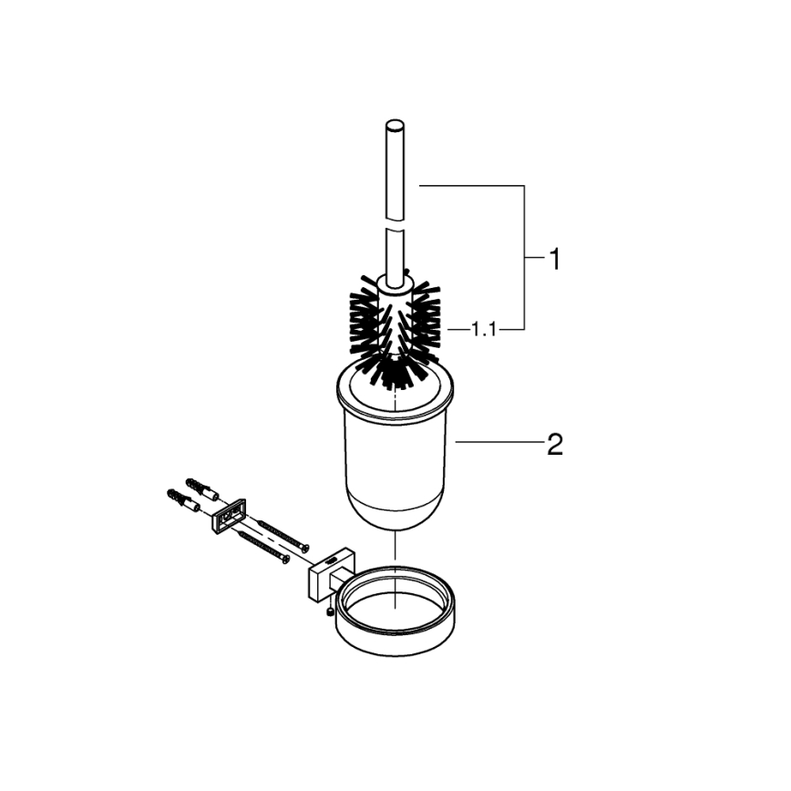 GROHE 40513DC1 - Ensemble de nettoyage pour WC ESSENTIALS CUBE en acier inoxydable