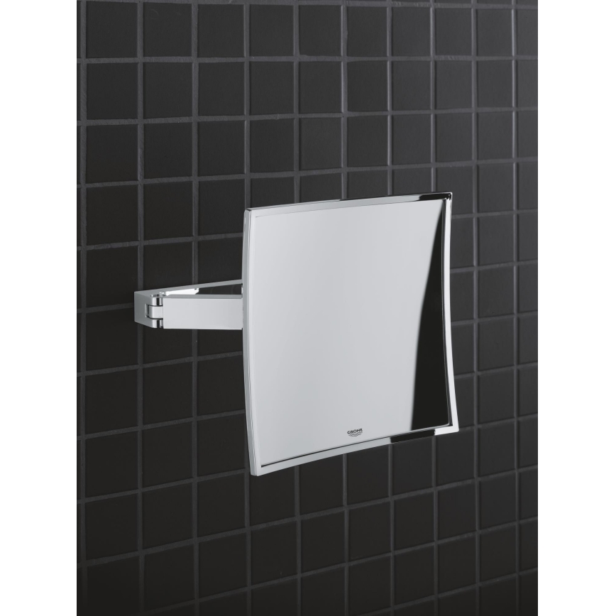 GROHE 40808000 - Miroir cosmétique SELECTION CUBE 22,3 × 22,3 cm chromé brillant