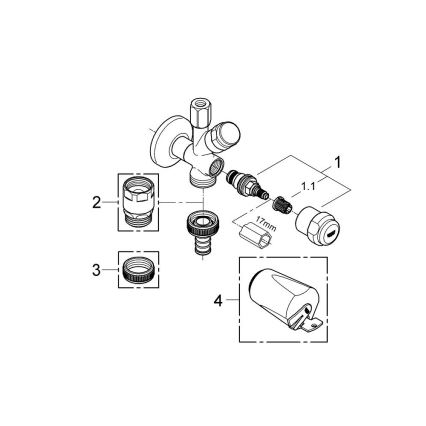 GROHE 41073000 - Vanne d'angle combinée WAS 12” × 38” chromé brillant