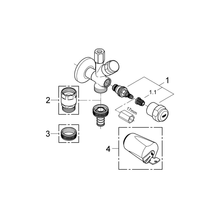 GROHE 41073000 - Vanne d'angle combinée WAS 12” × 38” chromé brillant