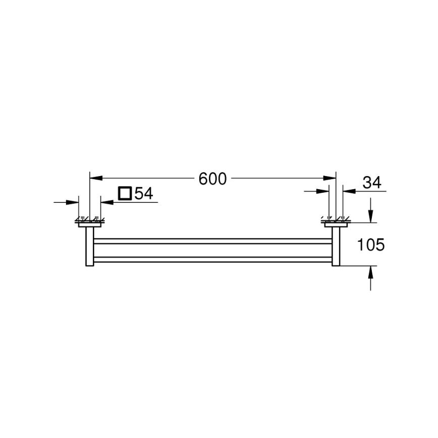 GROHE 41104DC0 - Porte-serviettes double QUICKFIX START CUBE 654 mm en acier inoxydable