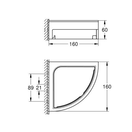 GROHE 411062430 - Étagère d'angle pour douche ESSENTIALS 250 × 250 mm noire