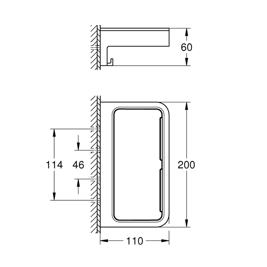 GROHE 41107DC0 - Étagère de douche START CUBE 200 mm en acier inoxydable