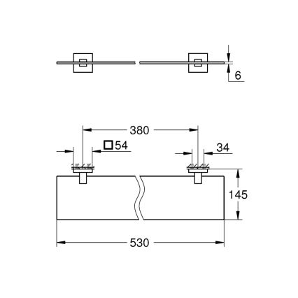 GROHE 41109000 - Étagère en verre START CUBE 530 mm chromé brillant